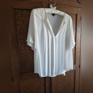 Ann Taylor White Blouse with V-Neck